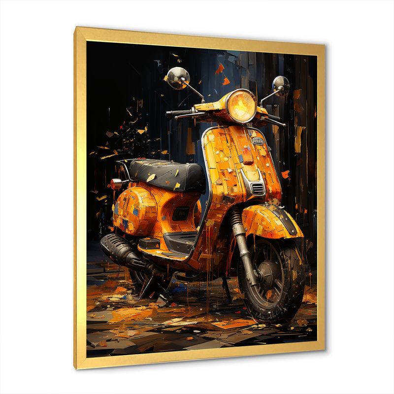 Edgy Scooter Graffiti Odyssey sur impression sur toile, H 32 po x l 24 po x P 1 po, Cadre doré simple