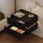 Lumio Black 2-Drawer Floating LED Bedside Table with Charging Station