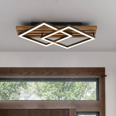 Dimmable Wood LED Flush Mount