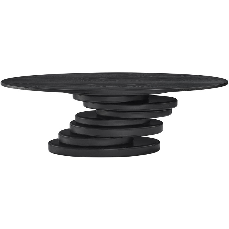Husnaa Oval Metal Base Dining Table, Black