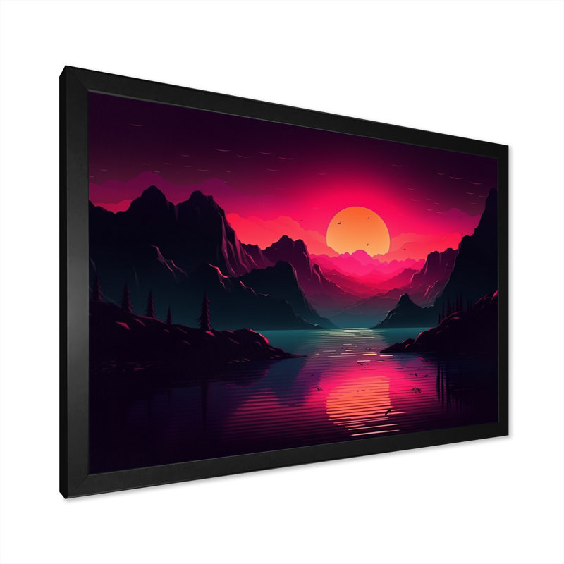 «Pink Dark Sea» sur toile, Cadre photo noir, H 12 po x l 20 po x P 1 po