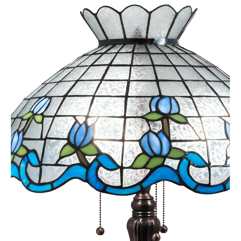 Meyda Tiffany & Stained Glass Table Lamp, 32" H x 20" W x 20" D, Blue/Green