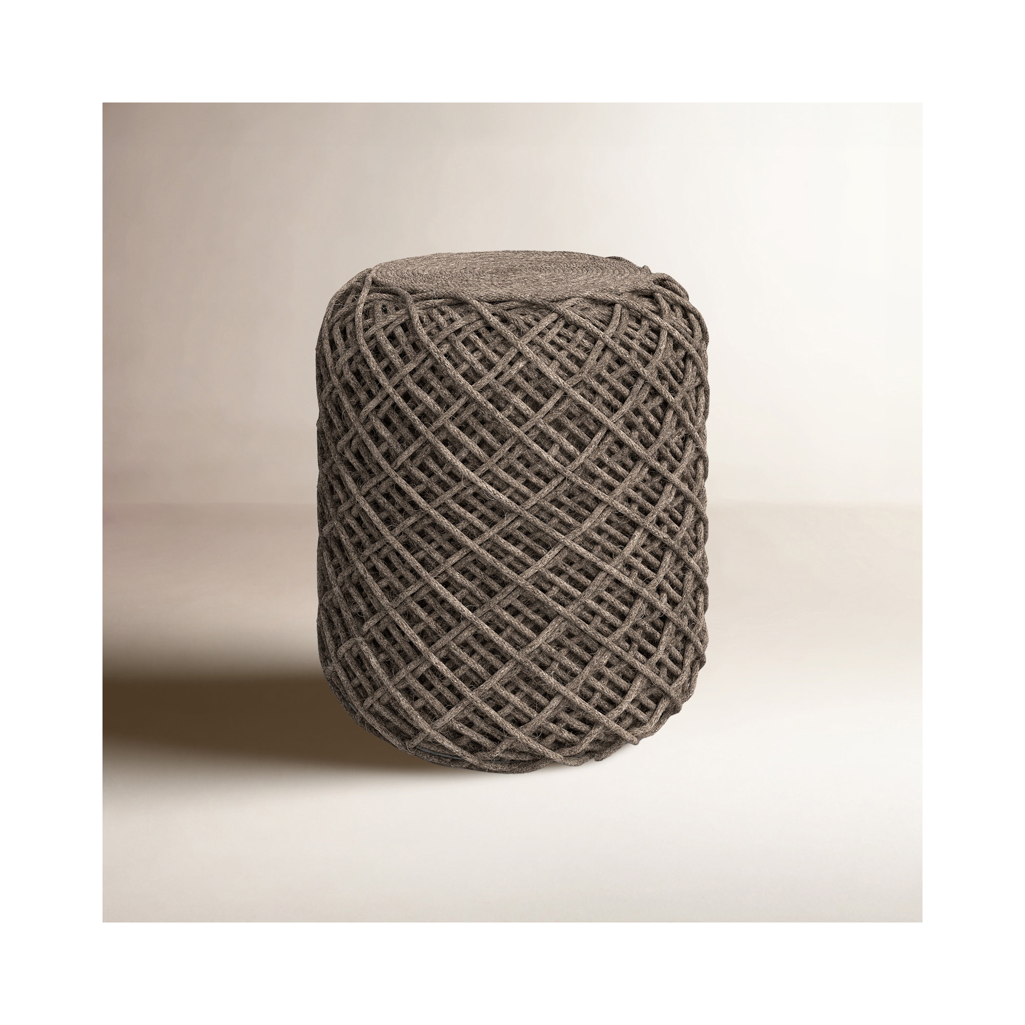 Rudolph Upholstered Pouf, Brown