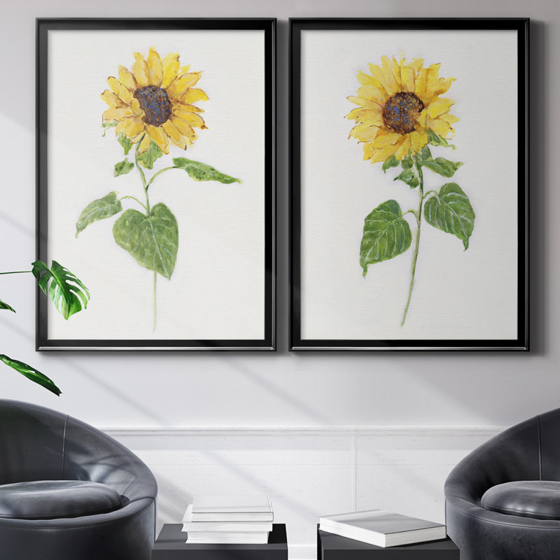 Tournesol I - ensemble de 2 reproductions d'art, H 30,5 po x l 42,5 po x P 3 po, Toile, Pas de tapis