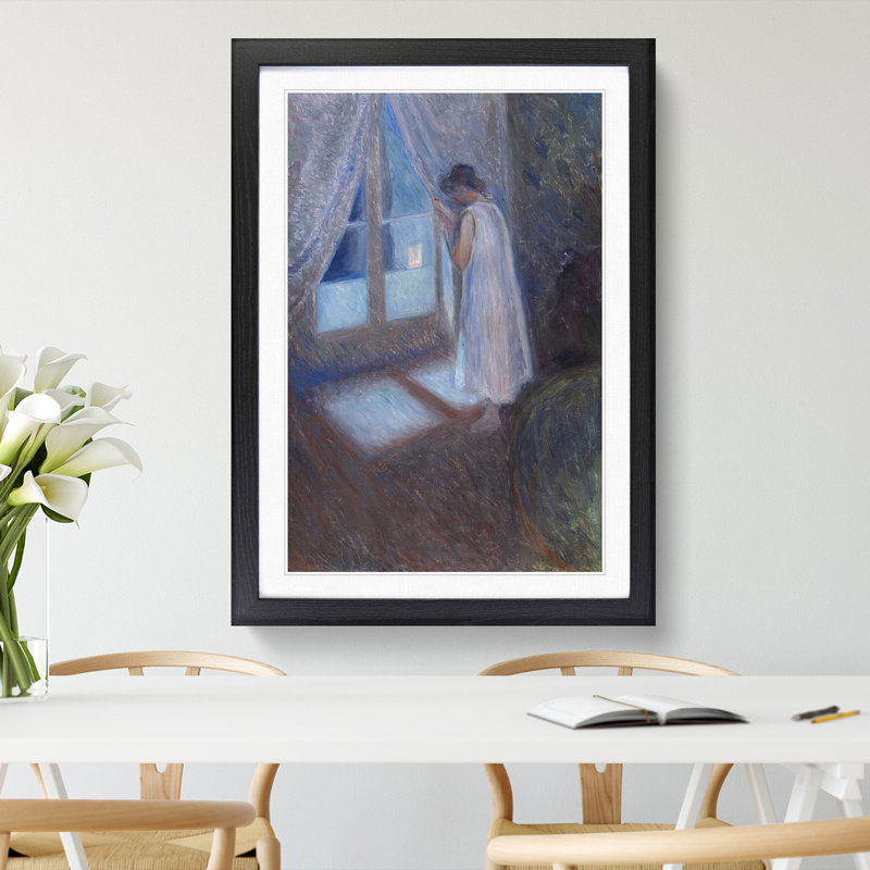 The Girl by the Window by Edvard Munch - Picture Frame Painting, 36cm H x 27cm W x 2cm D, Black
