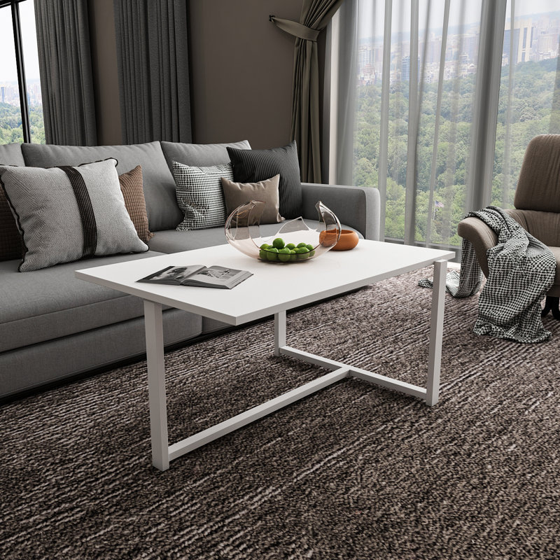 Geometric Coffee Table, White, White