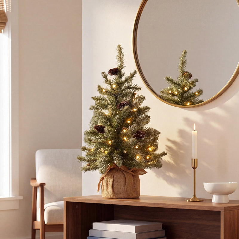 Sapin de Noël floqué et illuminé, 2'