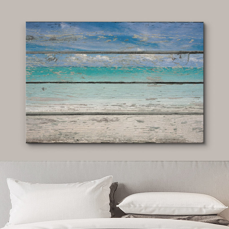 Bord de mer, plage tropicale, plage lumineuse sur bois, effet de mer, photographie, art moderne, nautique, Toile tendue
