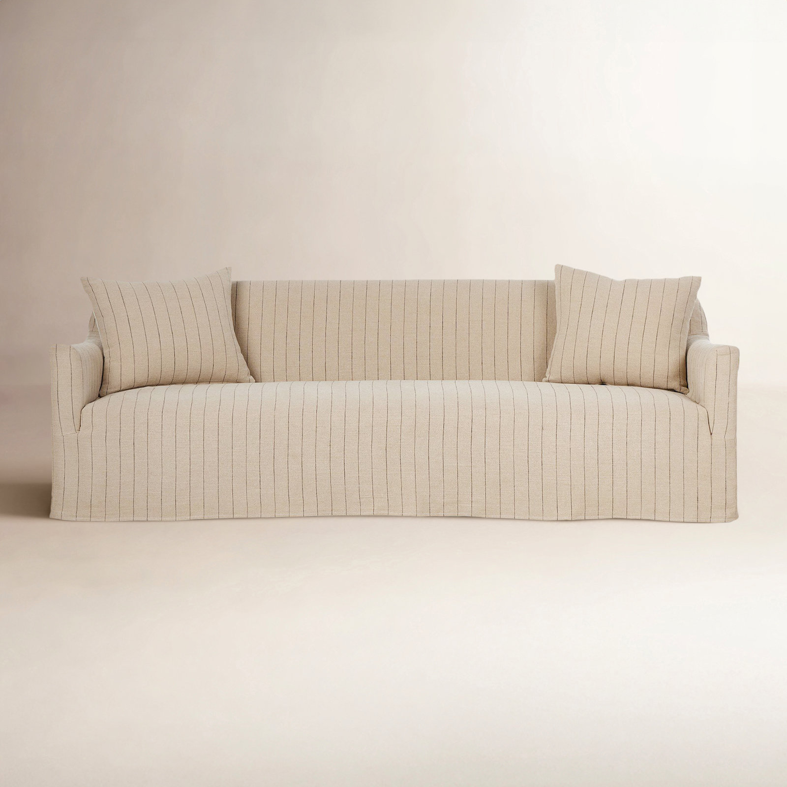 Lowell Slipcover Sofa, Cream Striped