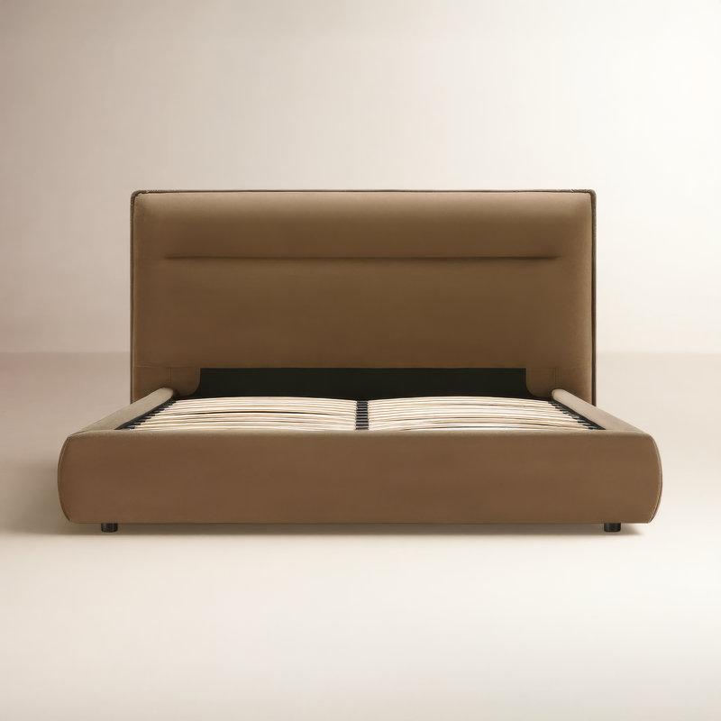 Micah Upholstered Platform Bed, Queen, Brown