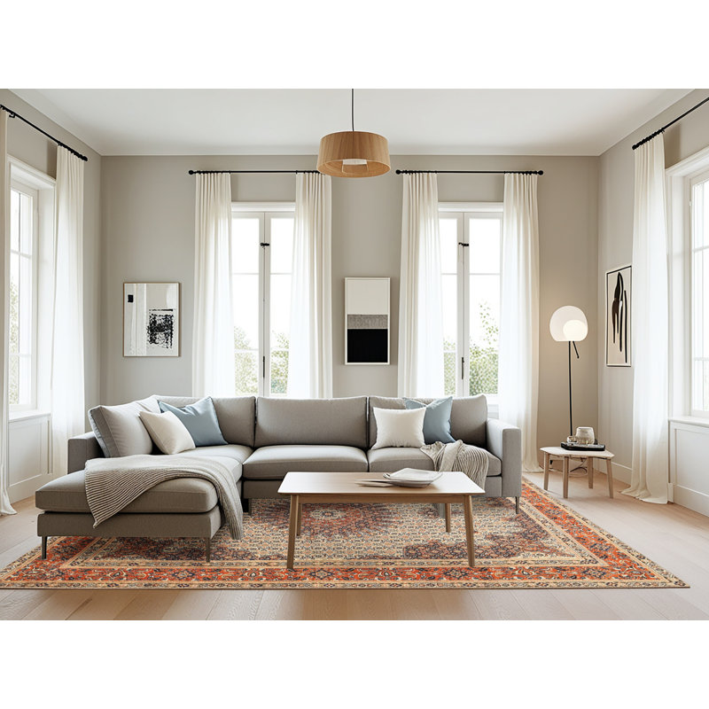 Tapis brun/beige traditionnel Bonifácio, Rectangle 8 pi x 10 pi