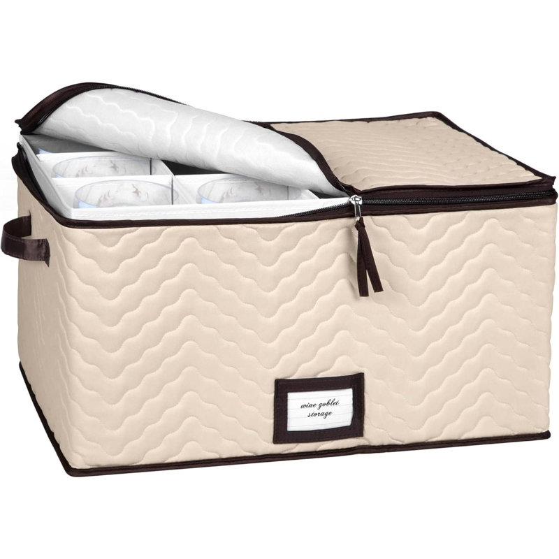 Boîtes de rangement pour verres à vin avec séparateurs pouvant contenir jusqu'à 12 verres de large, étui en microfibre matelassé avec poignées pour protéger les verres à pied et la porcelaine fine, idéal pour le vin