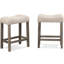 3 tables de salle à manger à hauteur de comptoir en taupe - Table et deux tabourets avec sièges profilés rembourrés et confortables