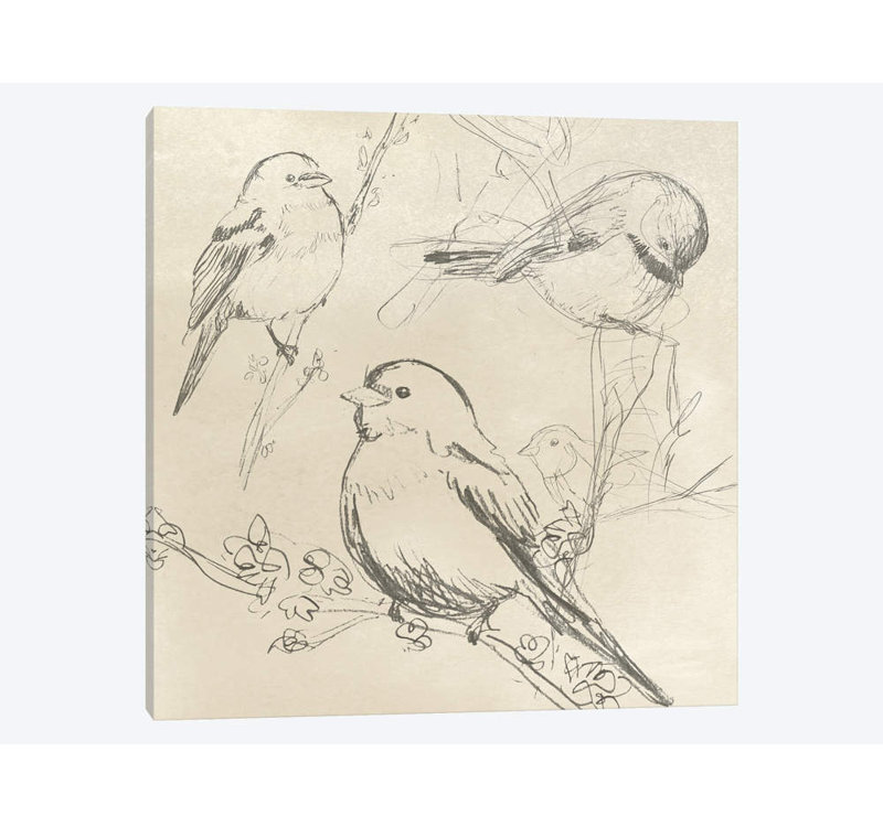 « rétro songbird sketch ii », impression sur toile, H 26 po x l 26 po x P 1,5 po, Toile tendue