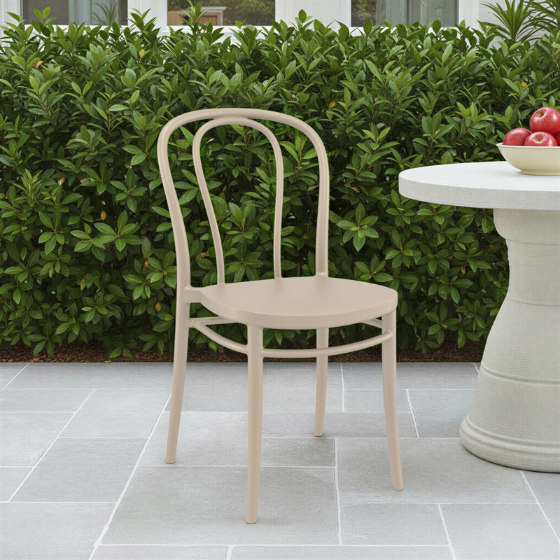 Farrah Stacking Patio Dining Side Chair, Taupe