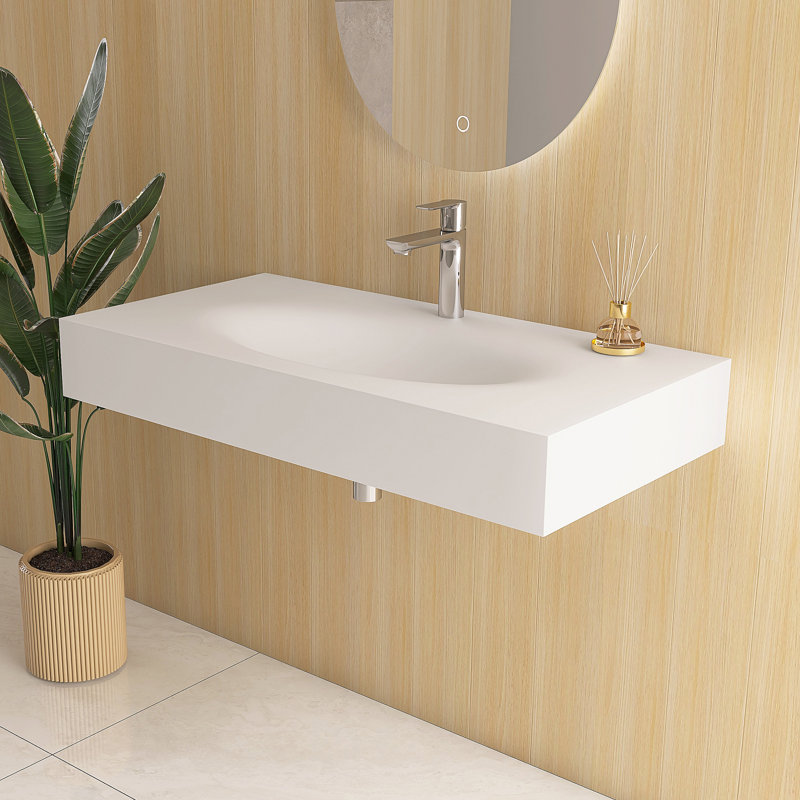 42'' Wall Mounted Bathroom Sink Solid Surface Sink