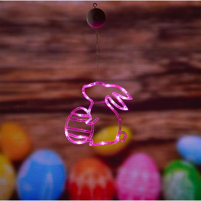 Easter Decorative Lights LED Easter Bunny Shaped Hanging Light Battery Powered. Indoor And Outdoor Holiday Decorative Lights Suction cup hanging lamp