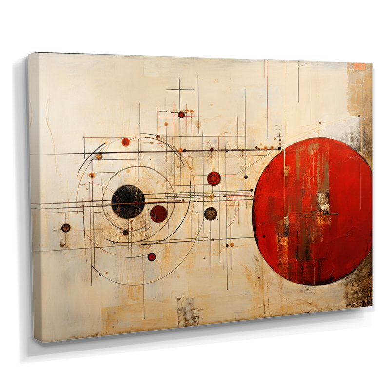 Lune rouge mercure rétrograde - paysage abstrait, art mural, Toile tendue, H 12 po x l 20 po