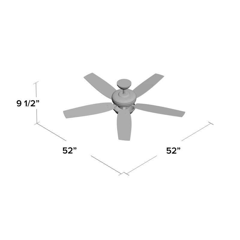 52" Newsome 5 - Blade Standard Ceiling Fan with Pull Chain and Light Kit Included, Fresh White