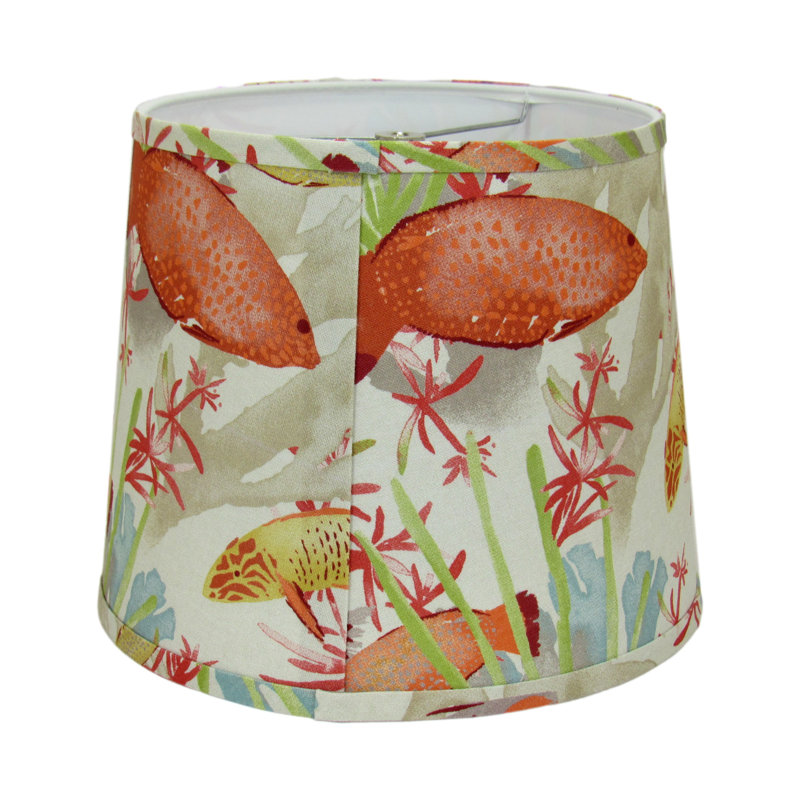 Abat-jour tambour de poisson tropical - conception de récif corallien sous l'eau, H 9 po x l 10 po x P 10 po