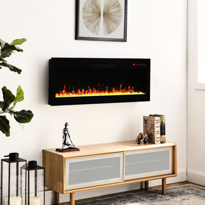 Electric Fireplace 42", Multi Colour Flame & , 11 Temp Settings, Automatic Cut-off Feature Ultra Thin 42 Inch Fireplace, Led , Double Protection, Settings