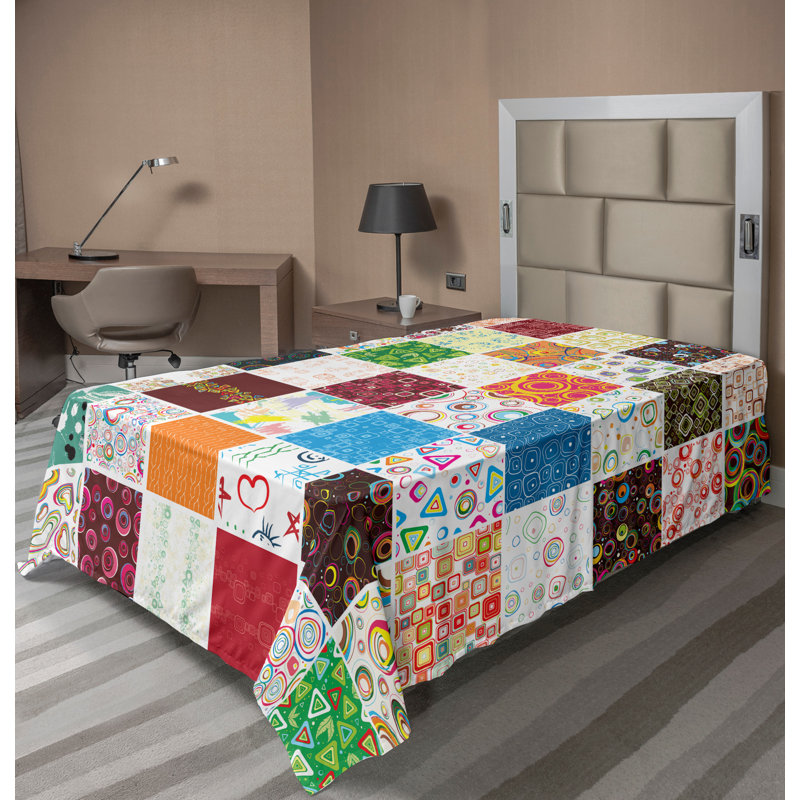Drap de saison Ambesonne, Bleu, brun, orange / patchwork, Simple TG