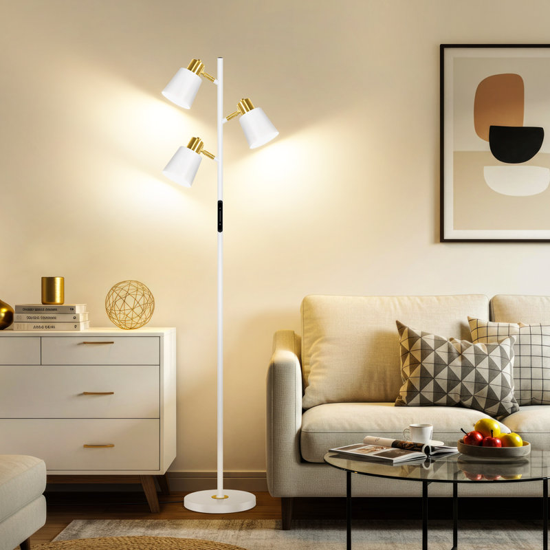 67" Tree Floor Lamp with Remote Control and 3 Bulbs included, White