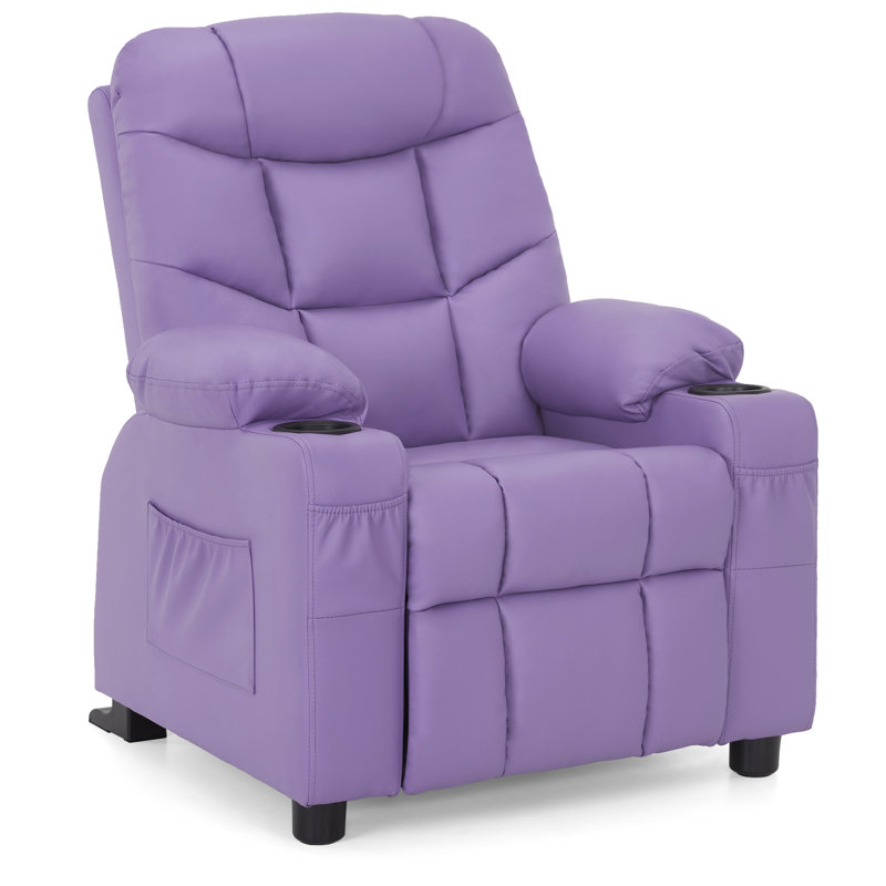 Goggans Kids Recliner with Anti-Tilt, Cup Holder, Violet