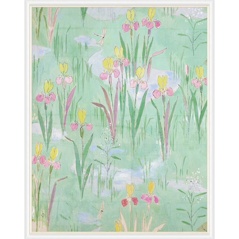 Fleur Vertes 1 Print by Paule Marrot, 54" H x 43" W x 1.25" D, White Framed