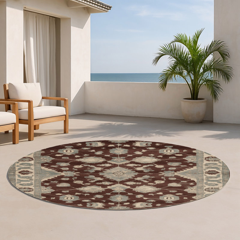 Tapis gris intérieur et extérieur surteint, Rond 5 pi