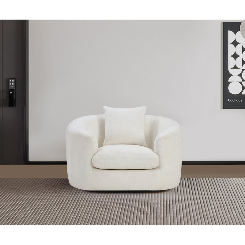 Chaise en tissu Penelope Chenille, Tissu chenille crème