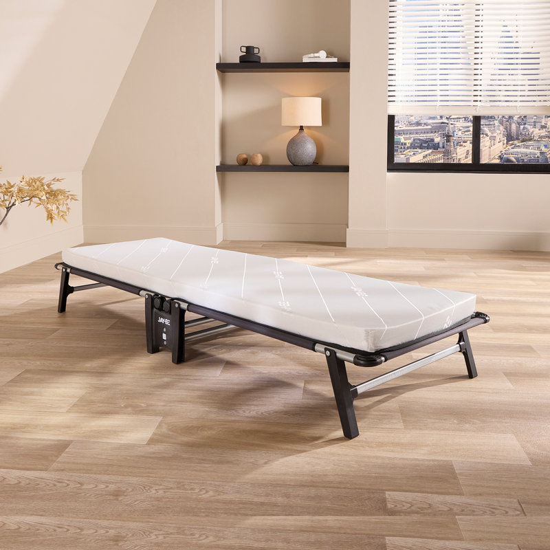 Jay-Be® Hideaway Folding Guest Bed, Space-Saving, 360° Castors, with Hypoallergenic, Breathable e-Fibre Mattress, Single