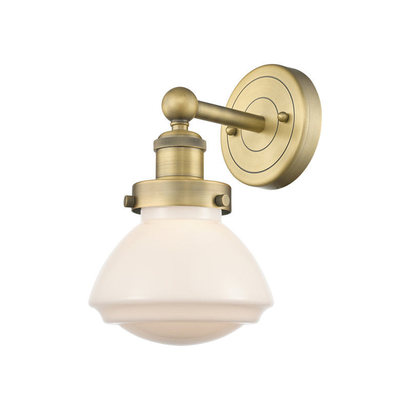 Almarosa Steel Armed Sconce, Matte White, Brushed Brass
