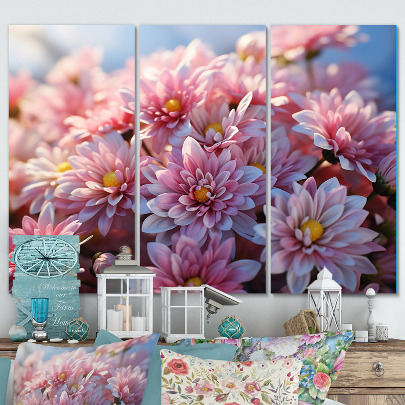 Ensemble de 3 décorations murales roses sur fond blanc