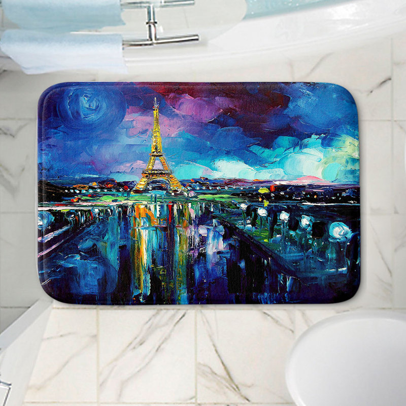 Tapis pour salle de bain en mousse à mémoire de forme parisian night eiffel aja ann, H 1 po x l 34 po x L 21 po