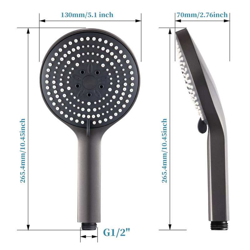 Handheld Shower Head, Brushed Black