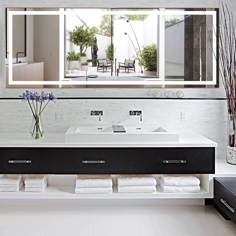 Miroir de salle de bain mural AMANI, 36 po x 118 po
