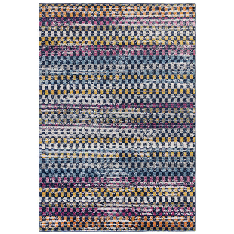 Ralph Geometric Blue Multi Area Rug, Rectangle 120 x 170 cm