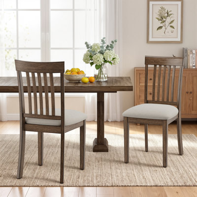 Upholstered Wooden Dining Side Chairs with Vertical Slatted Back