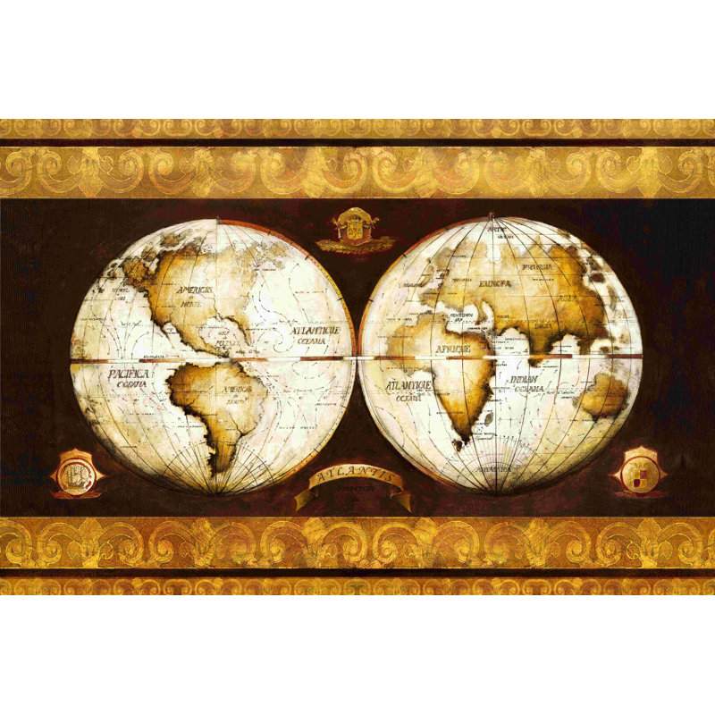 Carte du monde 4 - impression sur toile tendue, H 24 po x l 36 po