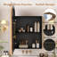 Armoire à pharmacie vintage avec miroir et rangement, 51 x 76 cm, miroir mural arqué pour salle de bain avec dessus sculpté, armoire de salle de bain encastrée et en saillie avec étagère réglable et crochets à bijoux-834584322