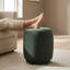 Round Velvet 15" Accent Stool Ivory-93789248