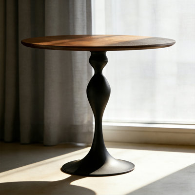 Brown Round Solid Wood Dining Table