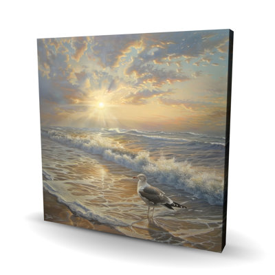 Mouette sur la plage - Toile turquoise pour la décoration intérieure