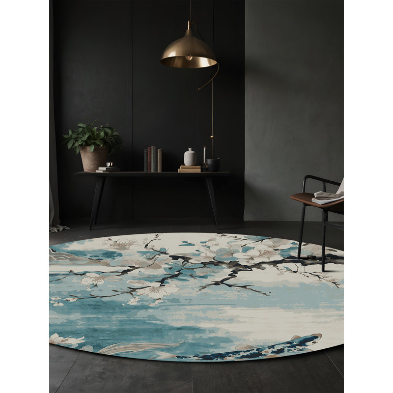 Machine Washable Brown Area Rug, Round 4'