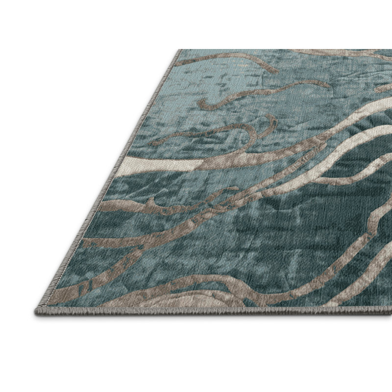 Machine Washable Gray Area Rug, Rectangle 4' x 6'