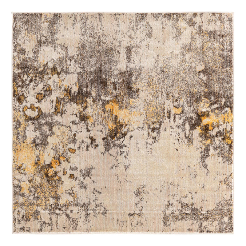 Tapis beige à motif abstrait Frodsham, Carré 5 pi