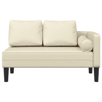  Chaise longue avec coussins en similicuir crème