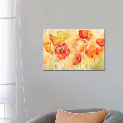 Watercolor Poppy Meadow Spice Landscape by Cynthia Coulter - Print on Canvas