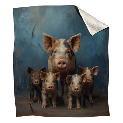 Pig Family Portrait Blankets